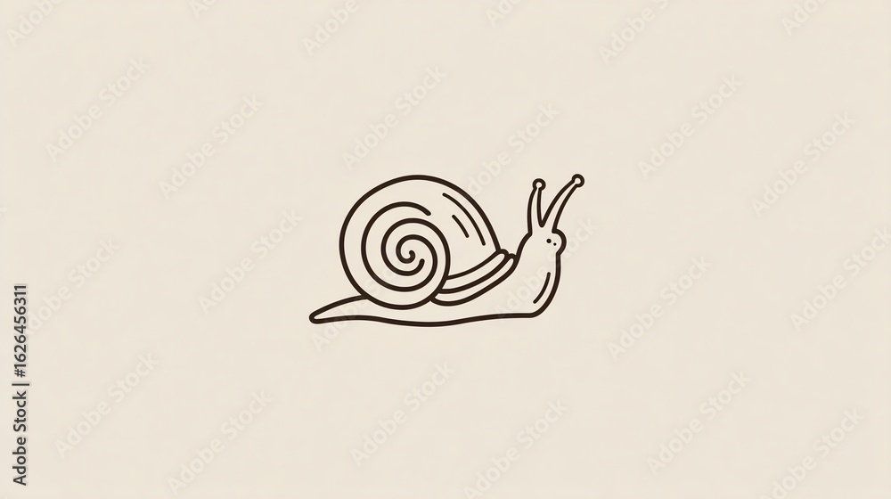 Fototapeta premium Simple line drawing of a snail