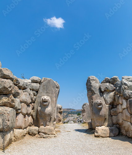 The Lion gate of Hattusa, the capital of the Hittite Empire, Bogazkale (Corum), Turkey