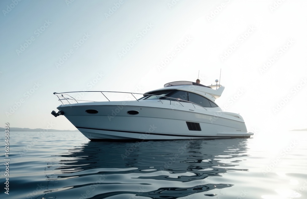 Fototapeta premium Luxury yacht sailing on calm water with a bright sky in the background