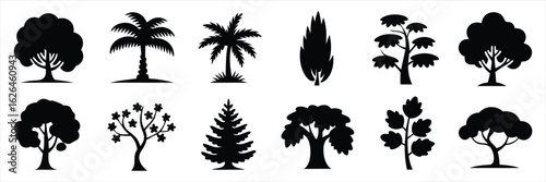 Silhouette Variety A Collection of Diverse Tree Illustrations