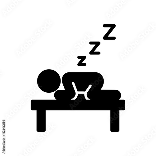 Homeless person sleeping on bench in solid style symbolizing poverty