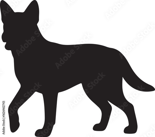 German Shepherd Dog Silhouette Vector – Black Animal Outline Illustration