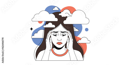 Illustrating mental health challenges and psychological stress in modern society