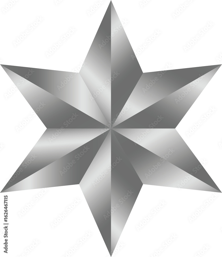 Obraz premium Metallic silver 3D eight-point star icon