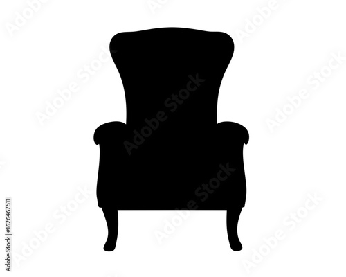 Elegant antique high back chair silhouette adds a touch of sophistication