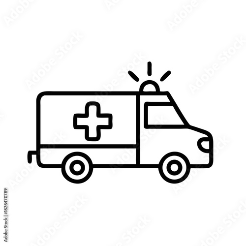 Wallpaper Mural Line art illustration of ambulance with flashing lights   Torontodigital.ca