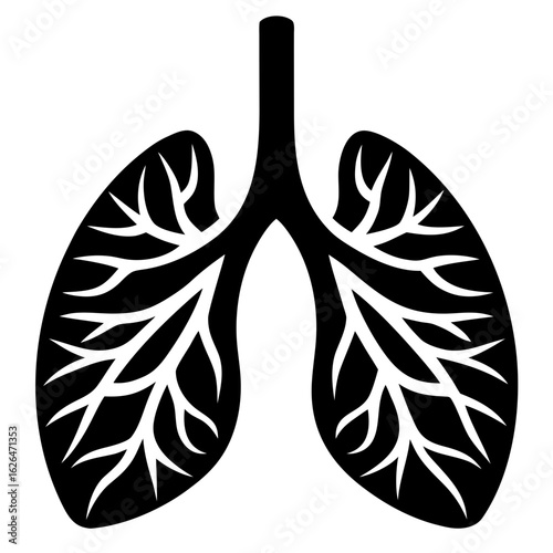 Anatomical lungs respiratory system bronchioles medical organ pulmonary silhouette vector illustration