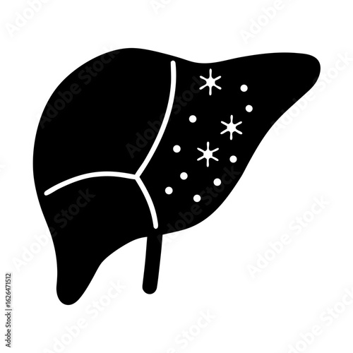 Liver anatomy disease stars dots organ hepatic health medical silhouette vector illustration