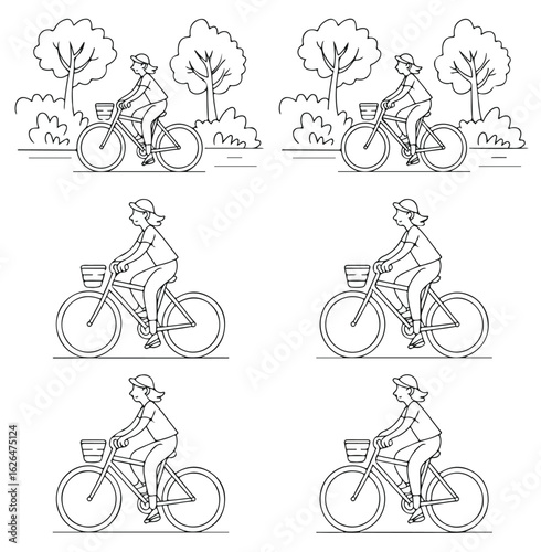 A diverse set of bicycle vectors and silhouettes depict a variety of cycling activities, including sport, travel, and family rides