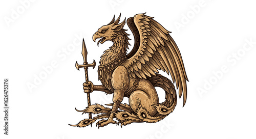 Majestic Griffin Holding a Sword Symbol of Power and Courage