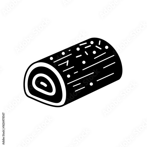 Illustration of a swiss roll cake dessert design silhouette