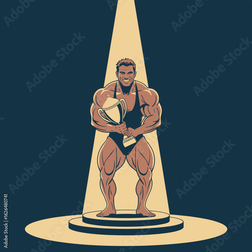 Ancient Egyptian god vector art illustration of a man sitting on a chair, a retro cartoon icon of the human body
