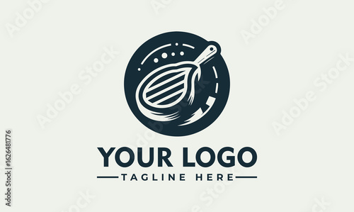 A stylized logo featuring a sizzling steak on a pan, ideal for a restaurant or butcher shop.