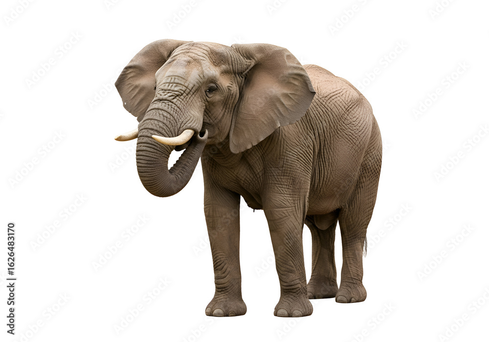 Obraz premium Full shot of an elephant against a black background.