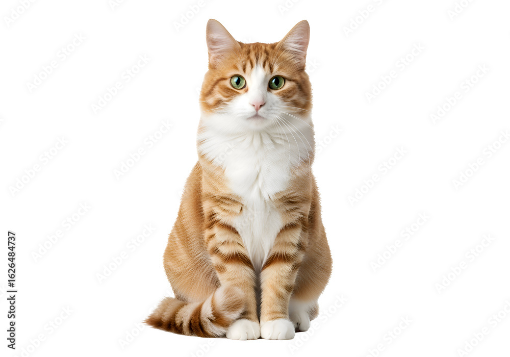 Obraz premium Ginger cat sitting against a black background.