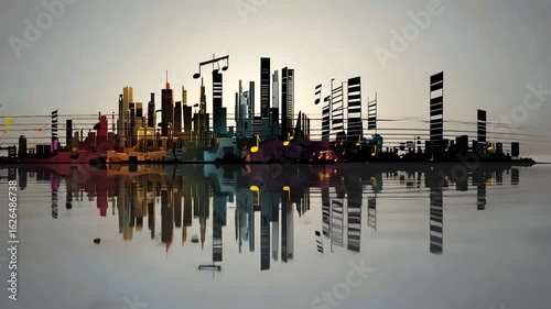 Wireless headphones, headset, and smart speaker with futuristic design, light effects, and digital sound waves – modern technology for music and entertainment.