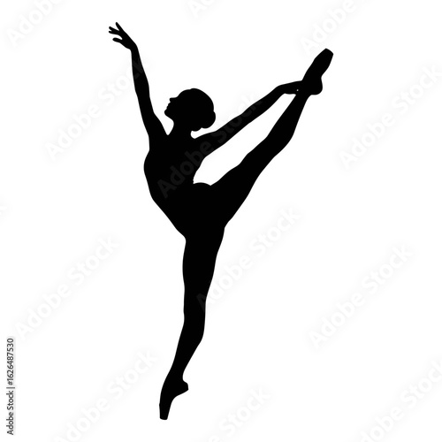 Silhouette of a graceful ballerina in a dynamic pose