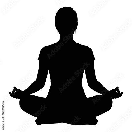Silhouette of a person meditating in a lotus position