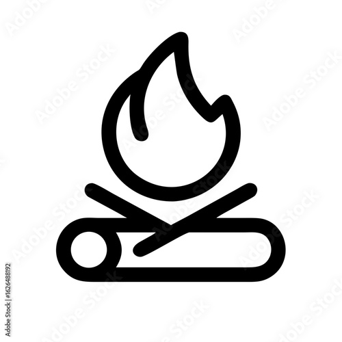 Campfire Outdoor and Camping Line Icons Set