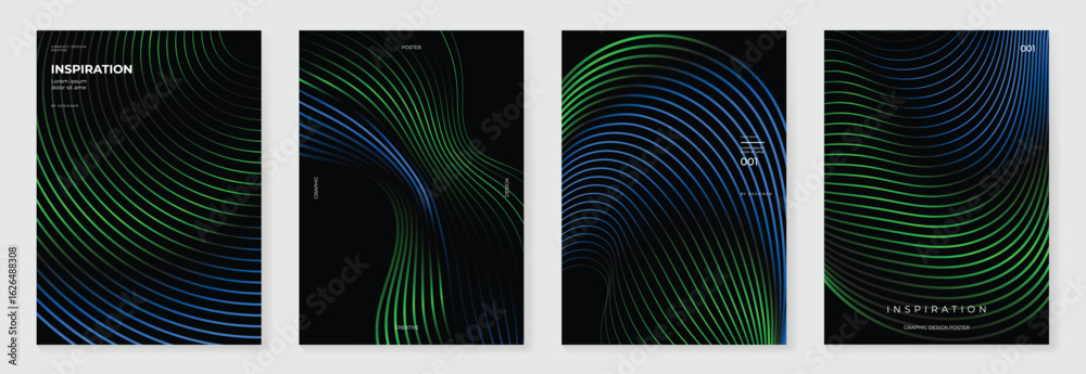 custom made wallpaper toronto digitalAbstract line wave gradient poster background vector set. Minimalist cover template with vibrant perspective line wave in motion. Ideal design for social media, cover, banner, flyer, music, ads.