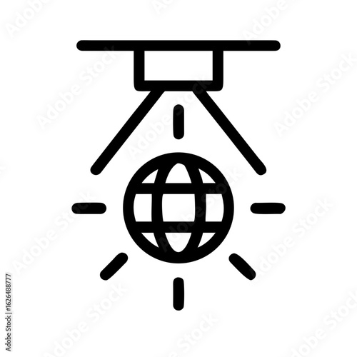 Disco Light Party and Entertainment Lighting Line Icons Set