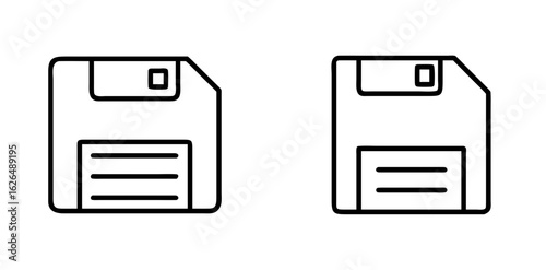 Floppy Disk Save and Storage Device Line Icons Set