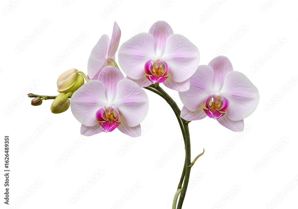 Obraz premium Close-up of delicate pink orchids against a black background.