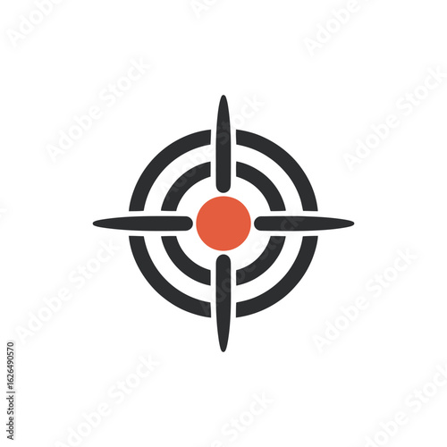 Target crosshairs with red bullseye silhouette