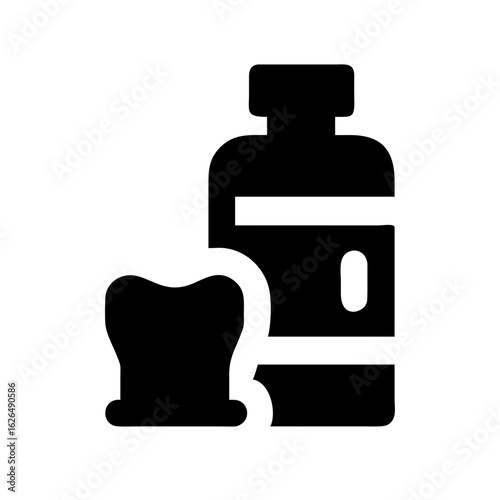 Mouthwash Oral Care and Hygiene Line Icons Set