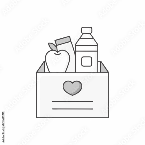 Minimal Food Donation Box Vector Icon.