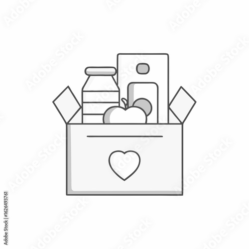 Minimal Food Donation Box Vector Icon.
