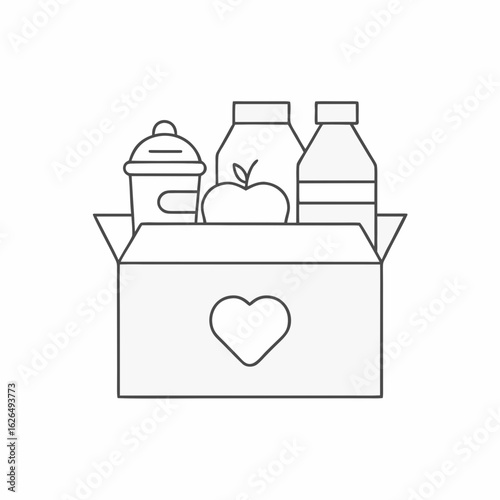Minimal Food Donation Box Vector Icon.