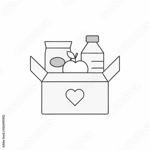 Minimal Food Donation Box Vector Icon.