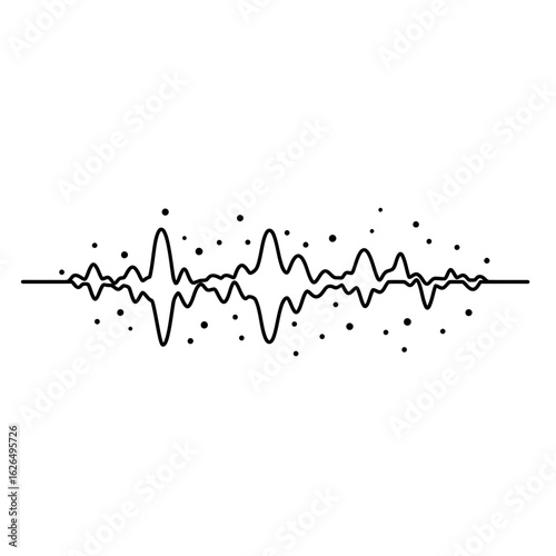 Abstract waveform with scattered dots illustration silhouette