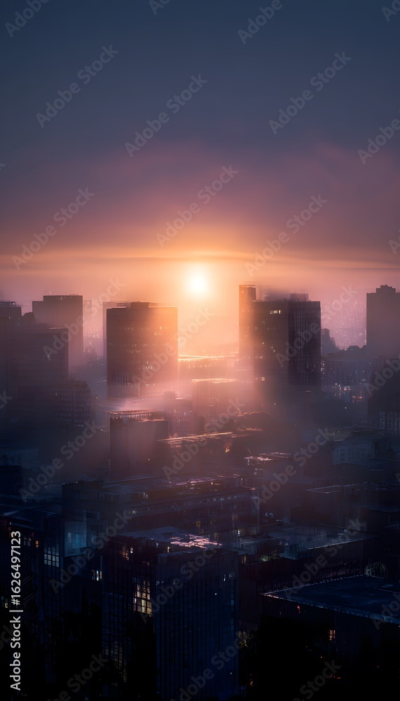 Obraz premium Surreal Sunrise Over a Quiet City