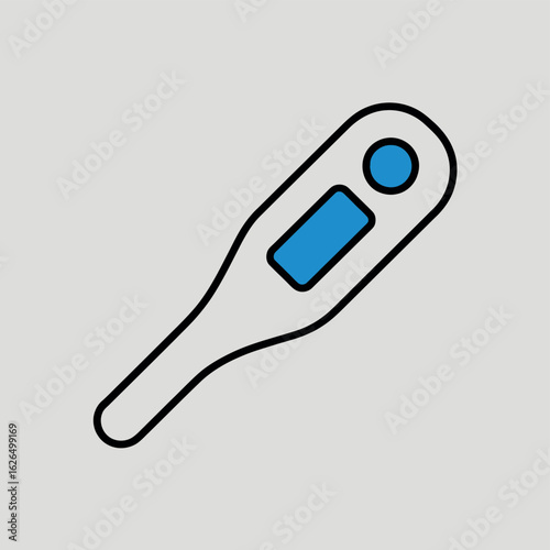 Simple illustration of a digital medical thermometer on a gray background