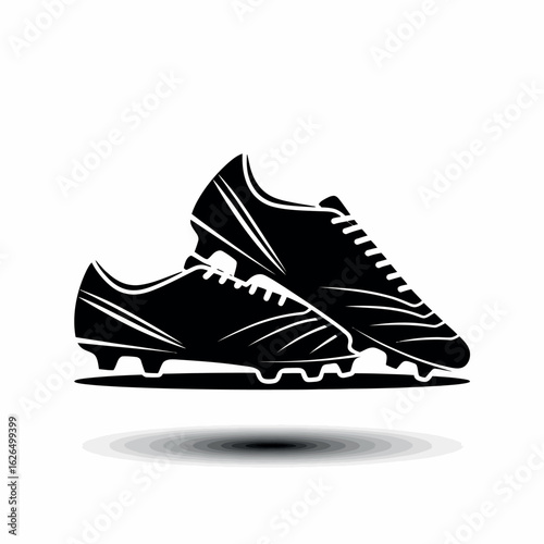 Black silhouette of soccer cleats on a white background