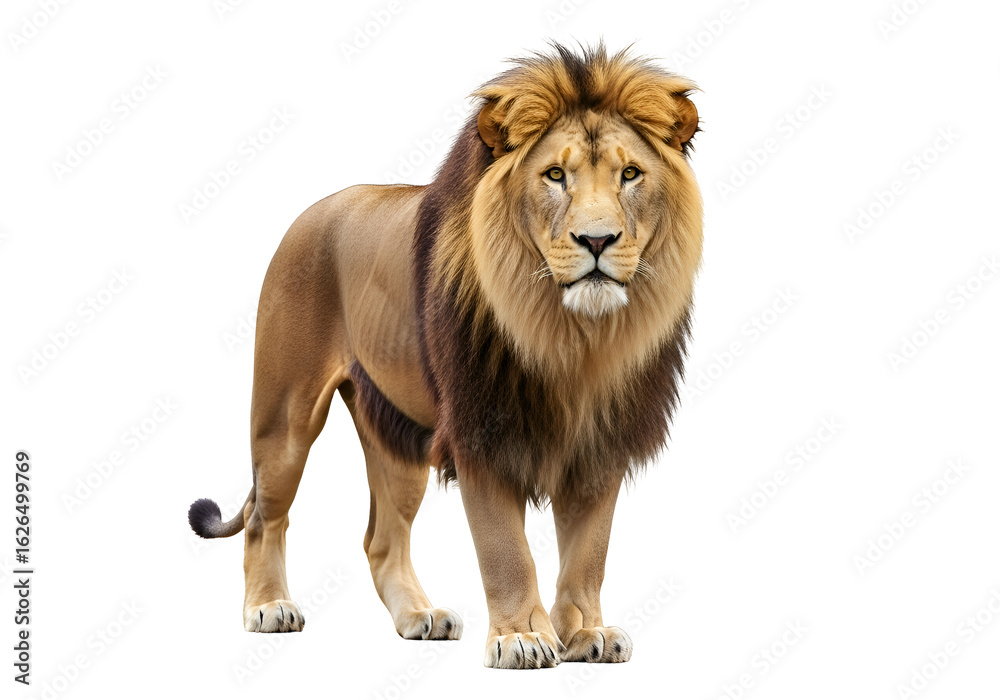 Obraz premium Majestic lion against a black background.