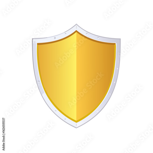Golden cartoon shield with silver border for protection, security, defense, and medieval or fantasy role-playing concepts Free Download Golden cartoon shield with silver border for protection, security, defense, and medieval or fantasy role-playing concepts - GFXLoad