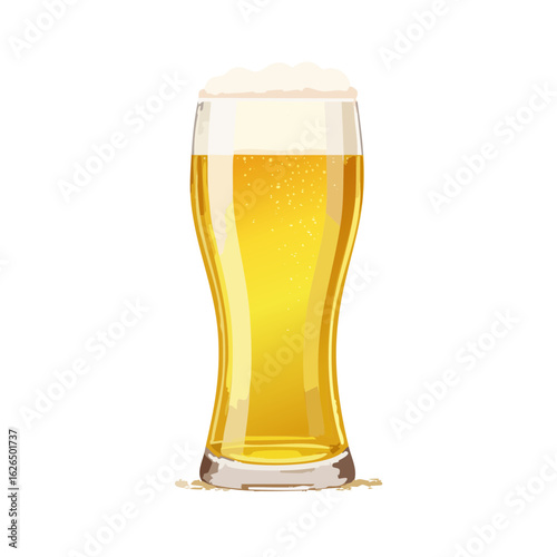 Tall Glass of Cold Beer Illustration on Black Background