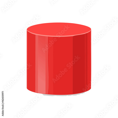 Red Cylinder Shape on Black Backdrop - Glossy Geometric Form Illustration