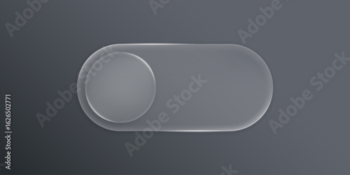 3D modern toggle switch buttons elements in the style of liquid glass and glossy surface. User interface element for ui ux design. Glass morphism. Material design switch. Vector illustration.