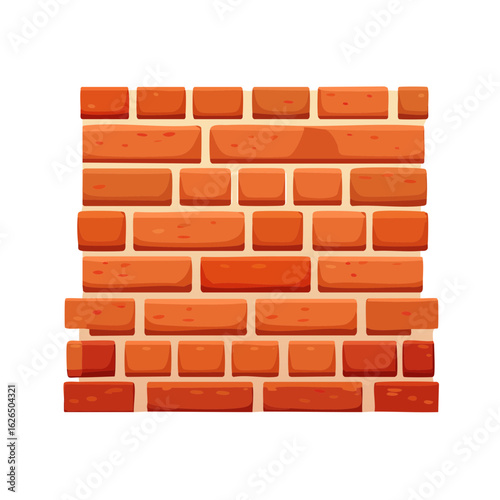 Cartoon brick wall texture detail Construction element Orange bricks surface