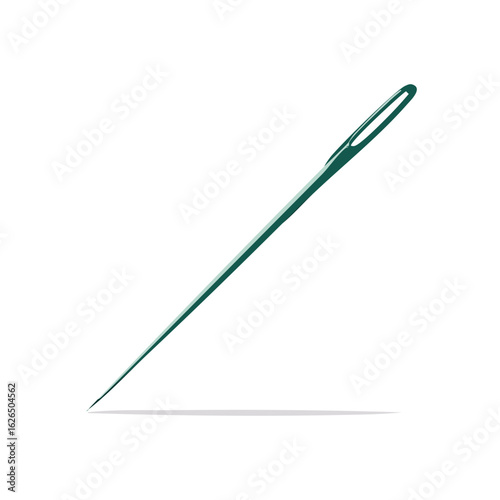 Elegant Green Sewing Needle Still Life Eye of the Needle Tailoring Craft Tool on Black
