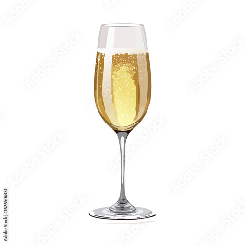 Champagne Glass with Bubbles Celebration Toasting Elegant Beverage Illustration