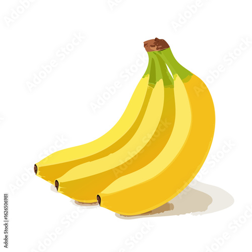 Vibrant Banana Bunch Tropical Fruit Still Life Sweet Yellow Treats Illustration Refreshing Nutritious Staple