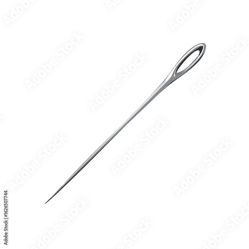 Metallic Needle on Black Background Sewing and Crafting Tool Isolated Design