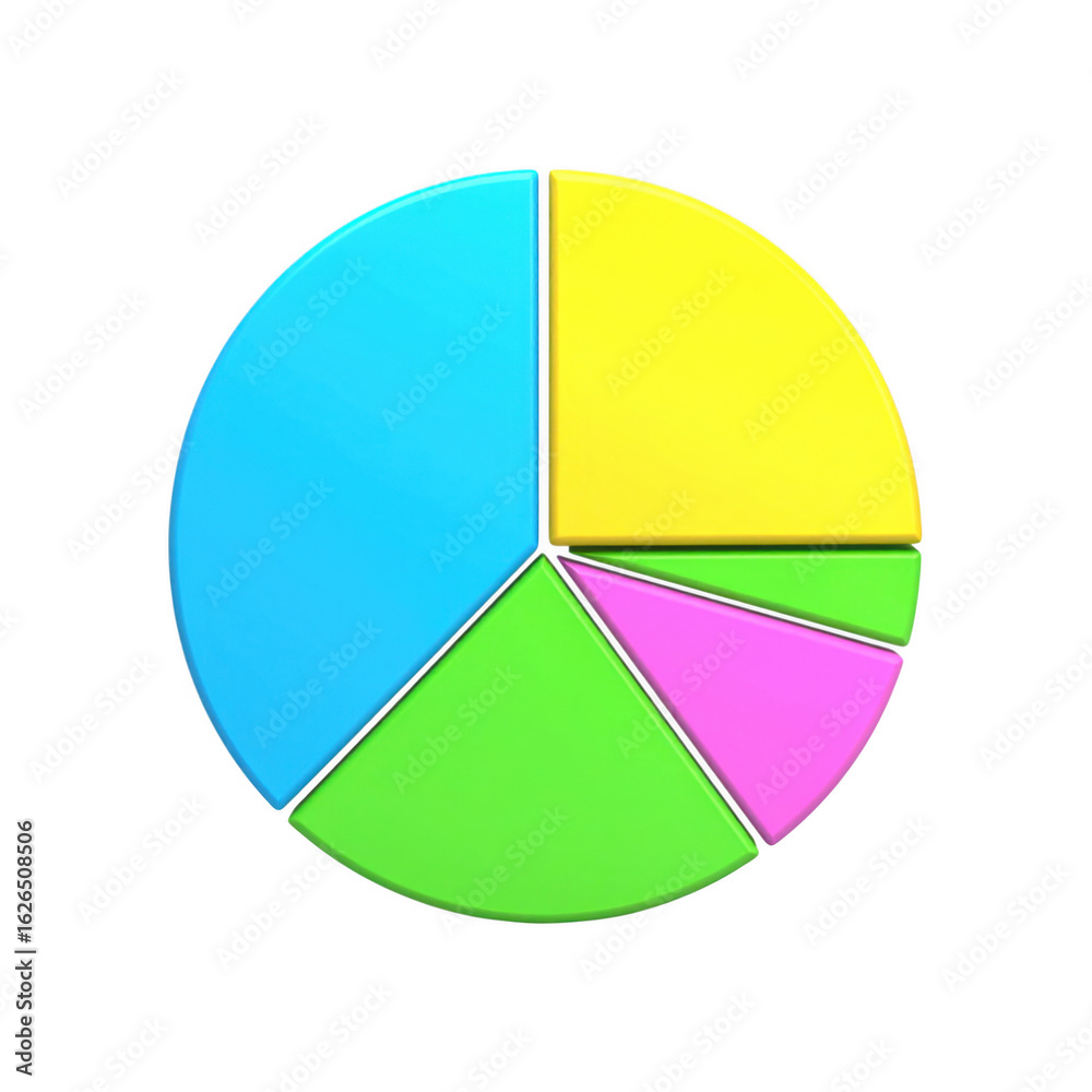 Fototapeta premium Pie Chart Illustrating Business Analytics Finance Data Or Marketing Strategy isolated on white and transparent background