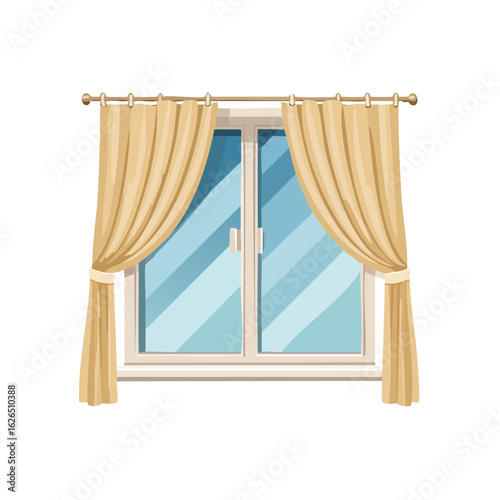 Window with Beige Curtains Interior View Modern Design Home Decor Window Treatment