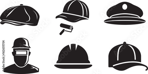 Collection of Labor day Workers Hat Silhouette vector design